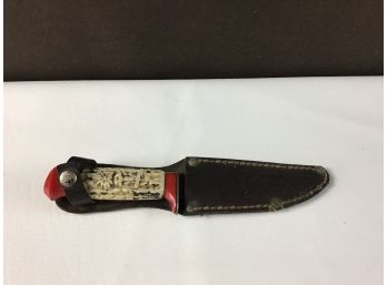 Solingen Germany Knife And Sheeth Red White