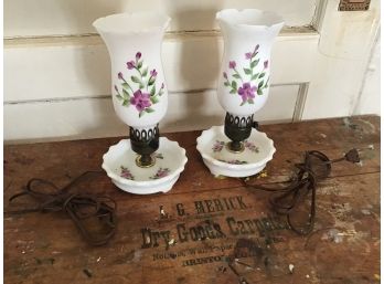 Pair Of Flowered Lamps