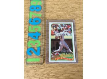 Jose Canseco. 1989 Oakland Athletics. 6 1/4' Baseball Talk Collection Baseball Card. Mint Rigid Plastic Sleeve