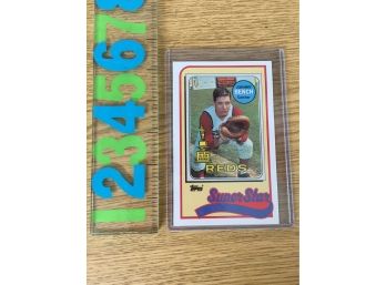 Johnny Bench 1989 Cincinnati Reds. 6 1/4' Baseball Talk Collection Baseball Card. Mint In Rigid Plastic Sleeve
