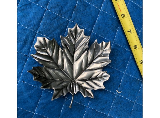 Small Pewter Maple Leaf Footed Tray