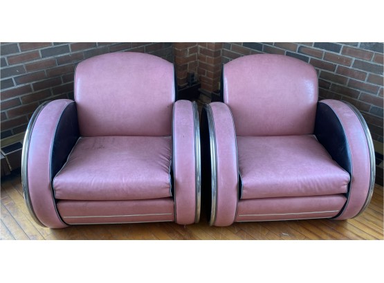 Pair Of Art Deco Style Club Chairs Ca. 1970s