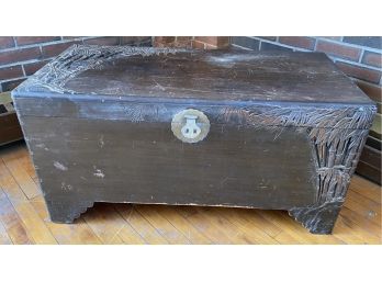 Carved 1920s Camphor Wood Box