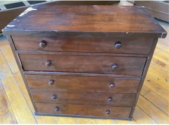 Antique Five Drawer Miniature Chest With Dovetailing