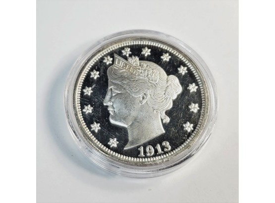 2 Oz .999 Silver  Dated 1913 Medal V Nickel