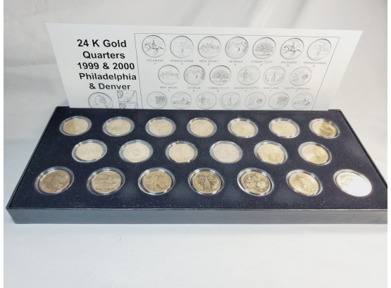 1999 & 2000 24kt Gold Plated Quarter Set P And D 20 Coins