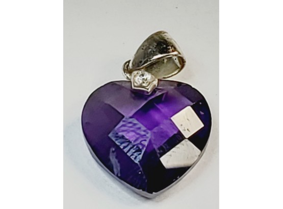 Purple Stone Heart Sterling Silver Pendant