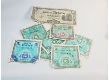 8  World War II Military Currency Notes
