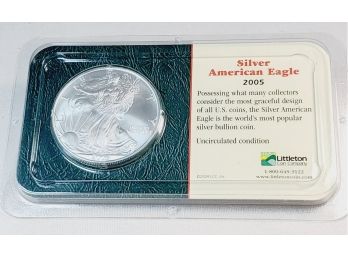 2005 Silver Eagle  Uncirculated Sealed In Plastic Case