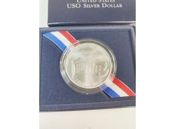 1991 USO 50th Anniversary Commemorative Coin Silver Dollar