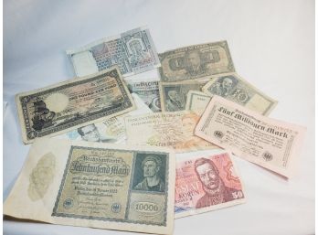 Vintage 12 Foreign Bills Or Notes