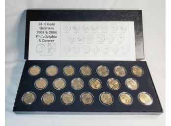 2003 & 2004 24kt Gold Plated Quarter Sets P And D 20 Coin Set