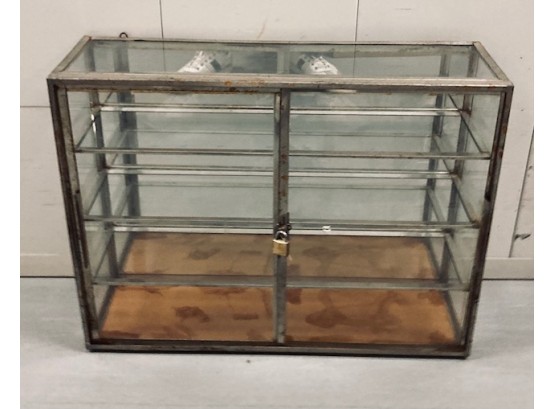 Vintage Metal & Glass Locking Retail Counter Display Case