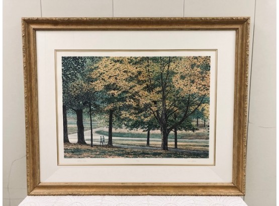 Natural Blonde Wood Framed 'Valley Forge' #76/150 By Carol Hoffman