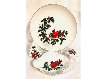 Collection Of Lefton Handpainted China With Cardinal Design