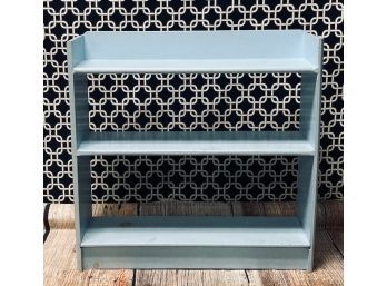 Vintage Baby Blue Painted Open Pine Bookcase