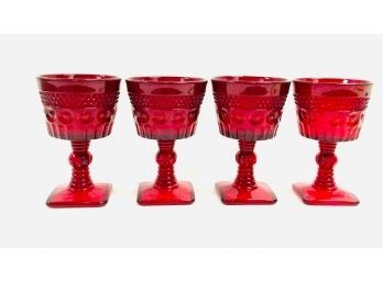 Set Of Vintage Ruby Red Sherry Cordials (4ct)