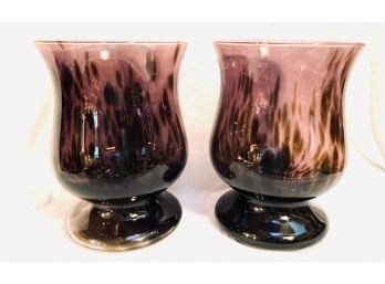 Pair Of Fabulous Amethyst Glass Urn Style Vases