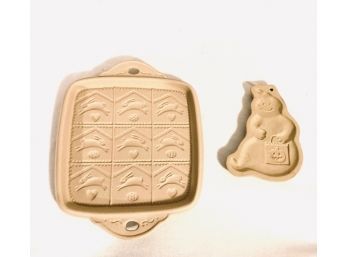 Two Brown Bag Cookie Art Molds
