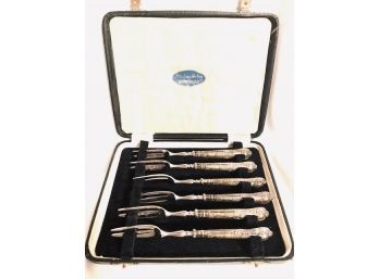 Set Of Sterling Silver Cocktail Forks In Original Box (6ct)