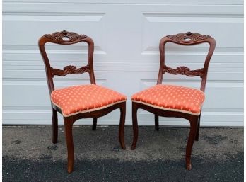 Pair Of Antique Louis Philippe Upholstered Walnut Chairs