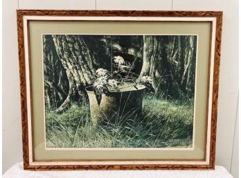 Framed Art Photography Mated In Natural Wood Frame