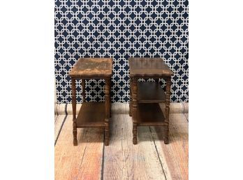 Pair Of Complimentary Spindle Style Accent Tables - For Project
