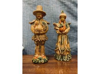 Collectable MCM Style Ceramic Corn Husk/ Thanksgiving Figurines