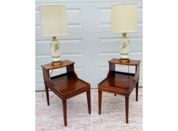 Pair Of Vintage Hand Painted And Gilt Table Lamps