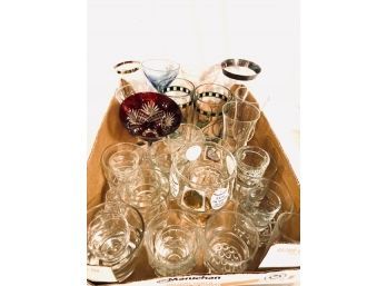 Box Lot Of Assorted Vintage Glassware