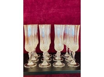 Set Of Vintage Crystal D'Arques Champagne Flutes (12ct)