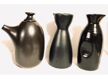 Trio Of Stoneware Sake Serving Vessels