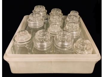 Grouping Of Glass Apothecary Style Jars With Lids In Plastic Tray (12ct)