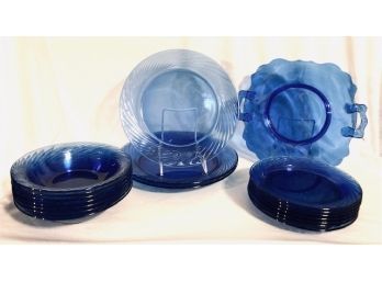 Vintage Cobalt Blue Dishware Grouping (18pcs)