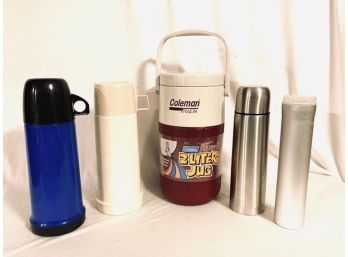 Grouping Of Vintage Coolers/ Thermos Containers (5ct)