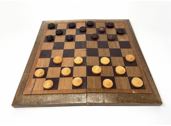 Vintage Wooden Checker Set