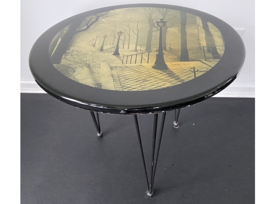 Scenic Side Table With Hairpin Legs