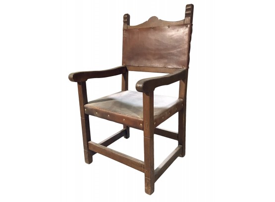 Vintage Spanish Friar Style Leather Chair