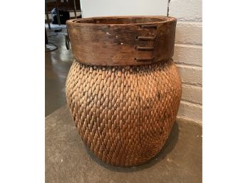 Bentwood And Woven Fiber Vessel