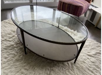 Oval Two Tier Glass And Metal Coffee Table