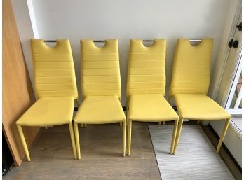 Set If Four Yellow Upholstered Dining Chairs