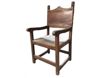 Vintage Spanish Friar Style Leather Chair