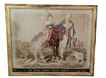 Antique Framed 1847 Cross Stitch By Martha Patrick The Young Chiefs First Ride