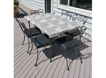 Vintage 4ft Wrought Iron Patio Table And Chair Set
