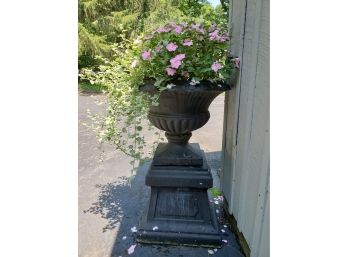 Huge 24 Inch Wide Painted Concrete Planter And Base