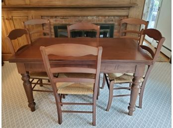 Very Very Cool And Unusual Dark Oak Expanding Dining Room Table And 6 Chairs