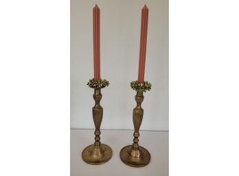 A Pair Of Brass 11' Candle Sticks