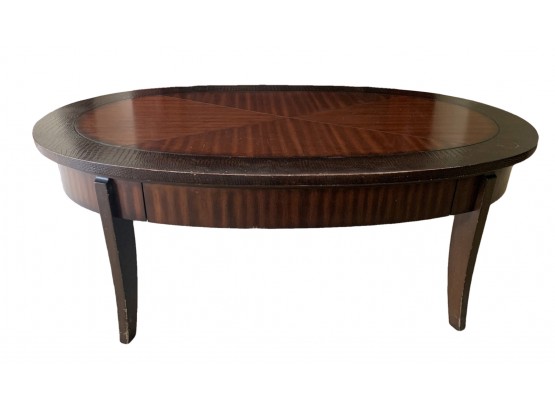 Thomasville Oval Inlaid And Banded Coffee Table