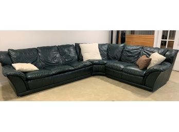 Dark Green Leather Sectional Sofa
