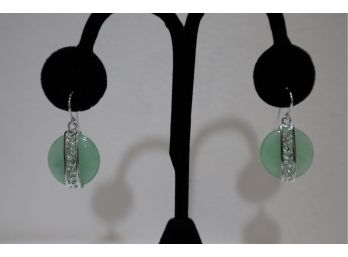925 Sterling And Jade Earrings Signed 'GSJ'